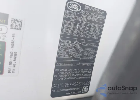 2022 Land Rover Range Rover Velar Dynamic Se from USA, damaged, VIN SALYL2EX9SA802869